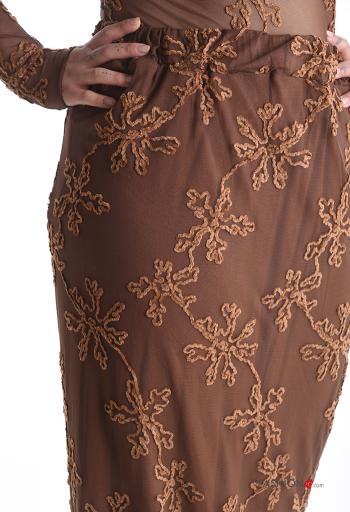 Gonna tulle pizzo Fantasia ricamata con fodera con elastico - ph 4