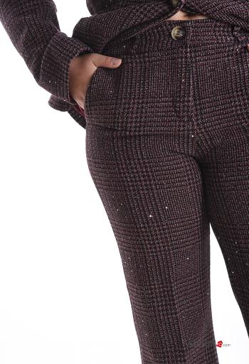 Tartan shiny Cotton Trousers with buttons with zip with pockets - ph 4