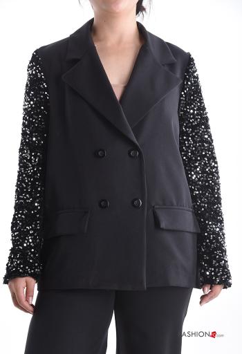 Blazer doppio petto maniche lunghe con paillettes con bottoni - ph 1