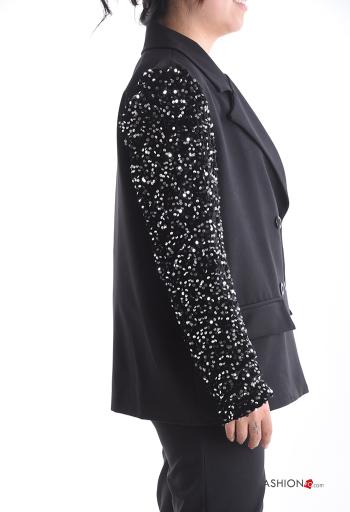Blazer doppio petto maniche lunghe con paillettes con bottoni - ph 3