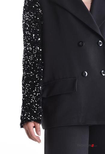 Blazer doppio petto maniche lunghe con paillettes con bottoni - ph 4