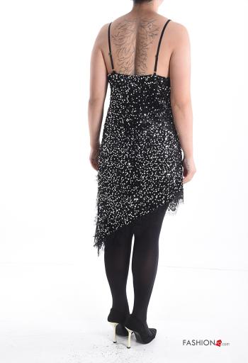 Abito asimmetrico senza maniche pizzo regolabile con paillettes - ph 2