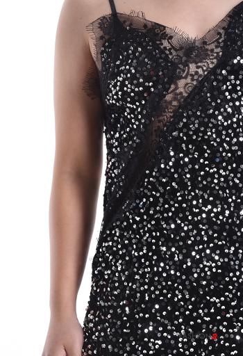 Abito asimmetrico senza maniche pizzo regolabile con paillettes - ph 4