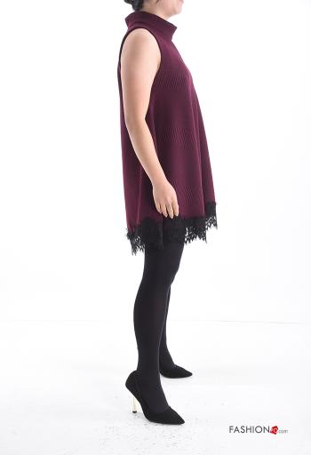 sleeveless mini lace trim Dress Rollneck - ph 3