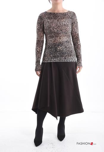 Maglietta a manica lunga in Misto Cashmere girocollo Fantasia animalier - ph 5