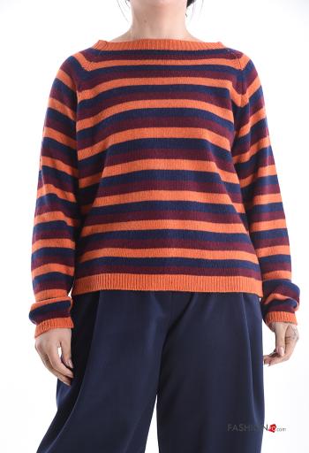 Jersey de Mezcla de Cachemira manga larga a rayas escote barco - ph 1