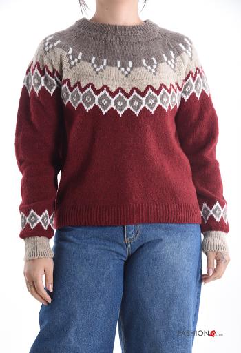 Jersey manga larga cuello redondo Estampado Geométrico