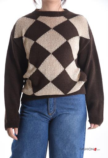 Geometric pattern long sleeve crew neck Sweater - ph 1