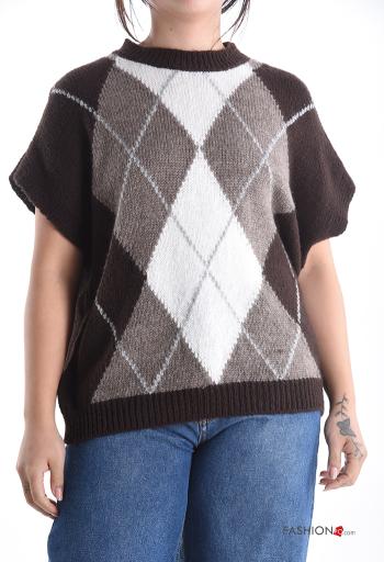 Maglione maniche corte girocollo Fantasia geometrica - ph 1