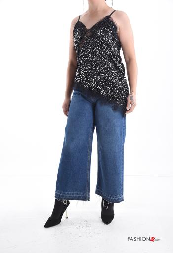 Top asimmetrico senza maniche pizzo regolabile con paillettes - ph 5