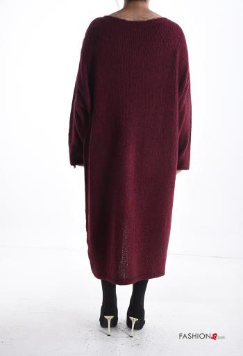 Robe en Mélange de Laine manches longues col rond asymétrique oversize détail dentelle - ph 2