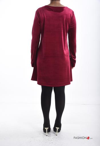 long sleeve crew neck Velvet Dress - ph 2