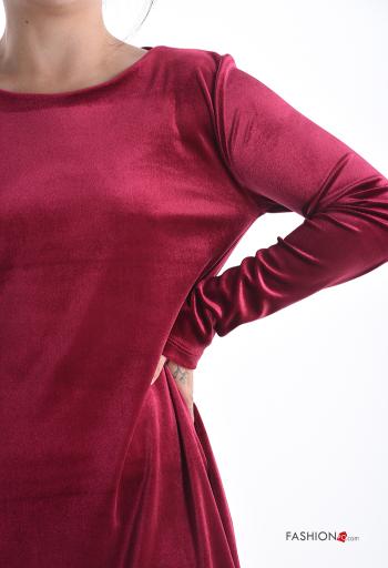 long sleeve crew neck Velvet Dress - ph 4