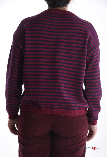 Streifenmuster lange ärmel u-boot ausschnitt Strickpullover - ph 2