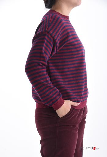 Streifenmuster lange ärmel u-boot ausschnitt Strickpullover - ph 3
