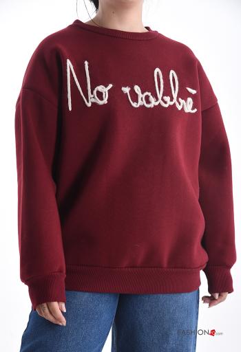 Aufschriftes Muster lange ärmel u-boot ausschnitt Sweatshirt aus Baumwolle - ph 1