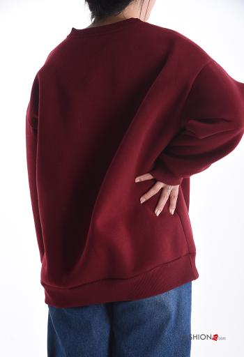 Aufschriftes Muster lange ärmel u-boot ausschnitt Sweatshirt aus Baumwolle - ph 2