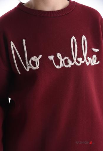 Aufschriftes Muster lange ärmel u-boot ausschnitt Sweatshirt aus Baumwolle - ph 4