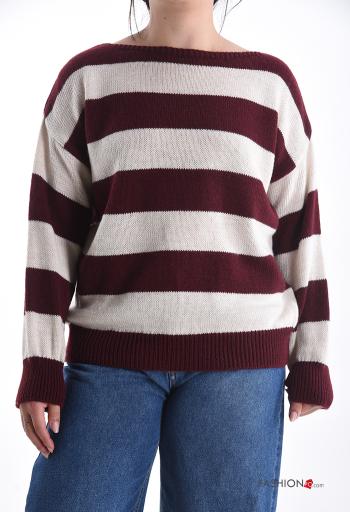 Maglione in Misto Lana maniche lunghe girocollo Fantasia righe - ph 1