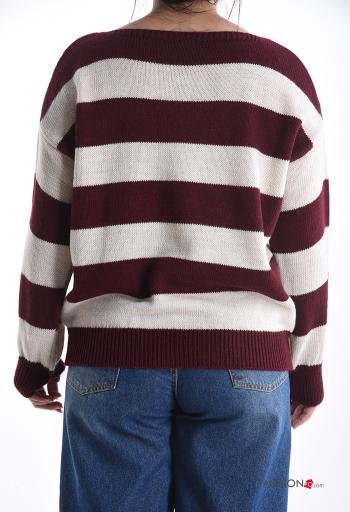 Maglione in Misto Lana maniche lunghe girocollo Fantasia righe - ph 2