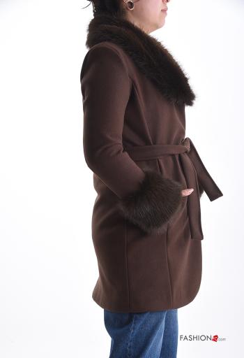 Cappotto pelliccia sintetica maniche lunghe con tasche con fodera - ph 3