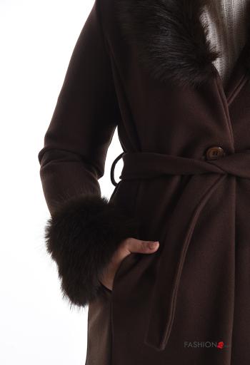 Cappotto pelliccia sintetica maniche lunghe con tasche con fodera - ph 4