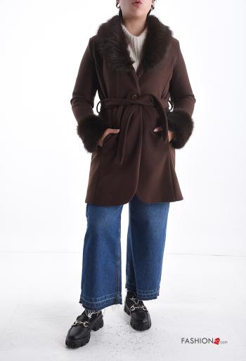 Cappotto pelliccia sintetica maniche lunghe con tasche con fodera - ph 5