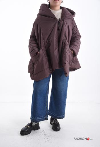 oversized long sleeve Cotton Puffer Jacket with pockets with bow - ph 5