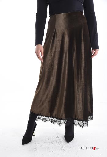 lace trim Velvet Skirt with elastic - ph 1