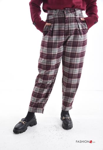 Tartan Trousers with buttons with zip with pockets - ph 1