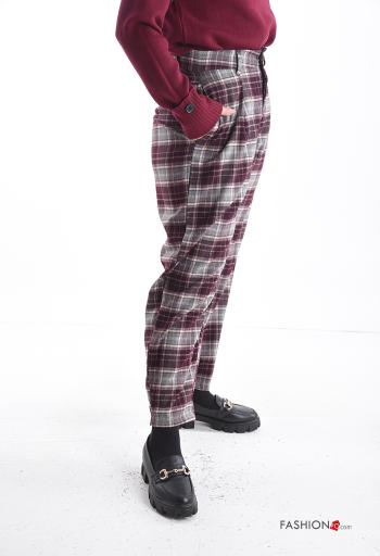 Tartan Trousers with buttons with zip with pockets - ph 3