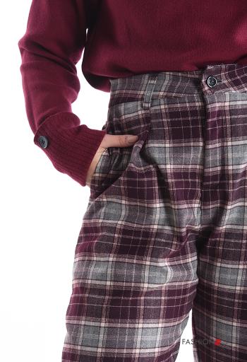 Tartan Trousers with buttons with zip with pockets - ph 4