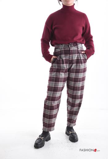 Tartan Trousers with buttons with zip with pockets - ph 5