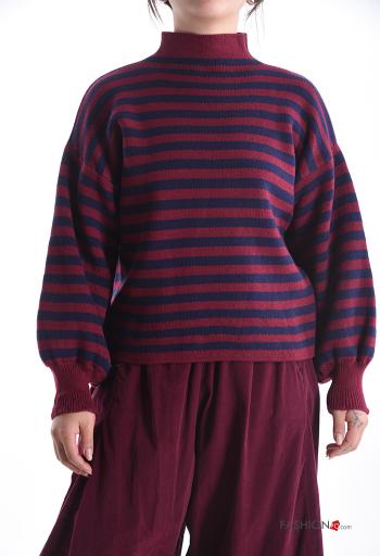Streifenmuster lange ärmel Strickpullover Rollkragen-