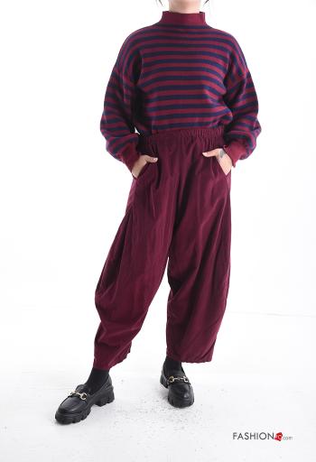 Streifenmuster lange ärmel Strickpullover Rollkragen- - ph 5