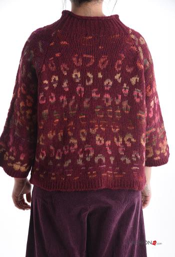 Animal print crew neck Wool Mix Sweater 3/4 sleeve - ph 2