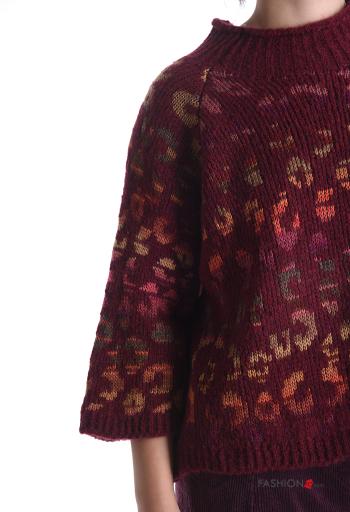 Animal print crew neck Wool Mix Sweater 3/4 sleeve - ph 4