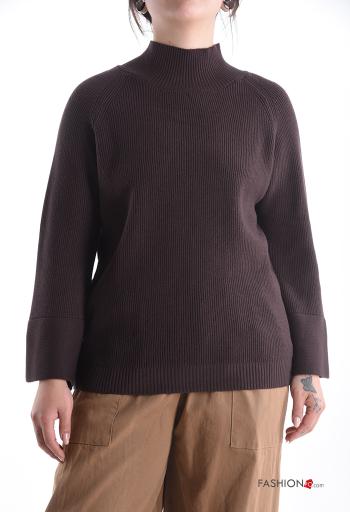 Pull Côtelé manches longues à col roulé