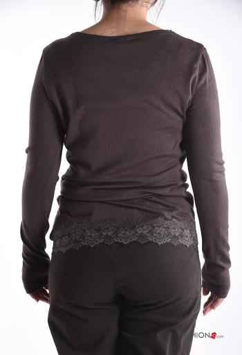 Camiseta de manga larga encaje con cuello en v - ph 2