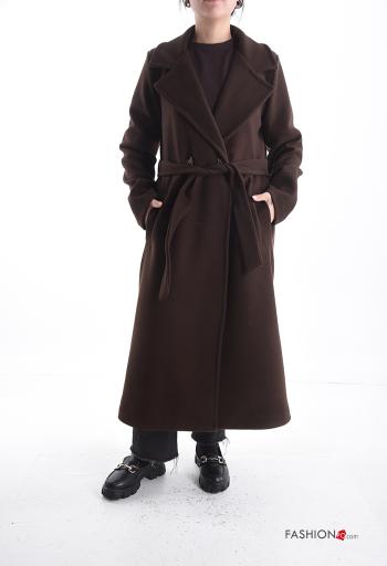 Casaco em Lã mista manga comprida com forro com bolsos com botões com cinto - ph 1