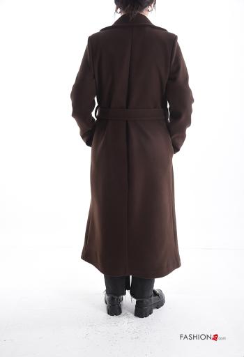 Casaco em Lã mista manga comprida com forro com bolsos com botões com cinto - ph 2