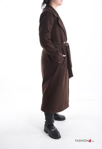 Casaco em Lã mista manga comprida com forro com bolsos com botões com cinto - ph 3