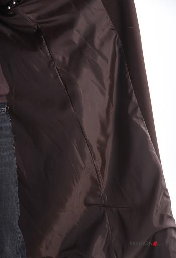 Casaco em Lã mista manga comprida com forro com bolsos com botões com cinto - ph 5