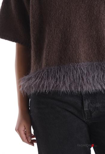 short sleeve crew neck Mohair Sweater - ph 4
