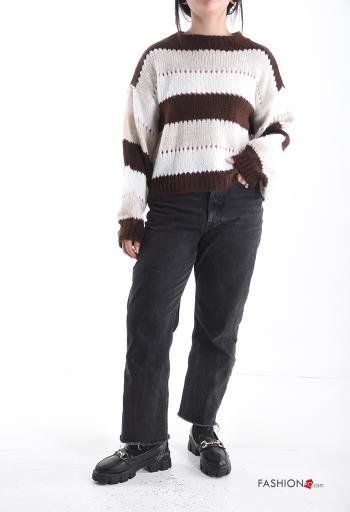 Embroidered extra long sleeve crew neck Sweater - ph 5