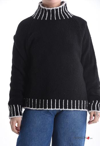 Jersey de Mezcla de Lana manga larga de cuello alto