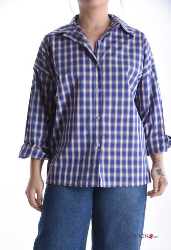 Camisa de Algodón manga larga con cuello Estampado Vichy con botones - ph 1