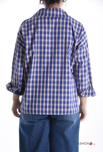 Camisa de Algodón manga larga con cuello Estampado Vichy con botones - ph 2