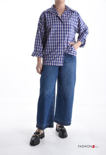 Camisa de Algodón manga larga con cuello Estampado Vichy con botones - ph 5