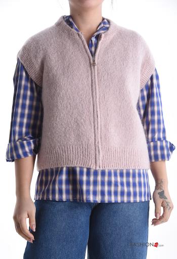 Chaqueta de punto de Mohair manga corta con cremallera - ph 1